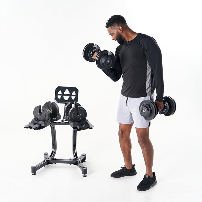 echelon adjustable dumbbells 752 set with stand review​